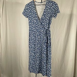 Old Navy Floral Blue White V-Neck Wrap Dress Size XS